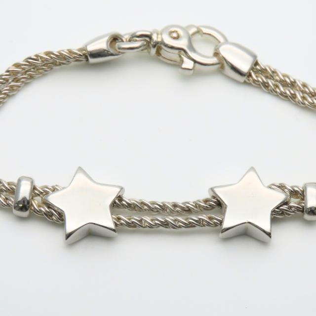 中古 ティファニー ブレスレット スター シルバー925 約24.0g シルバー 星 ダブルロープ アクセサリー レディース 女性 TIFFANY&Co.