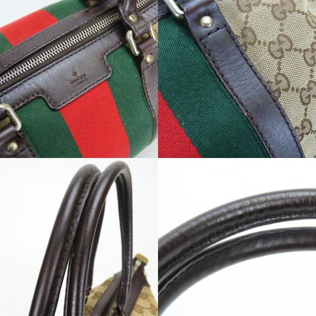 中古 グッチ ハンドバッグ シェリーライン 257341 GGキャンバス レザー ベージュ ダークブラウン レディース 女性 GUCCI