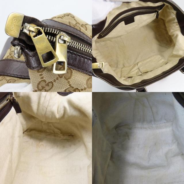 中古 グッチ ハンドバッグ シェリーライン 257341 GGキャンバス レザー ベージュ ダークブラウン レディース 女性 GUCCI