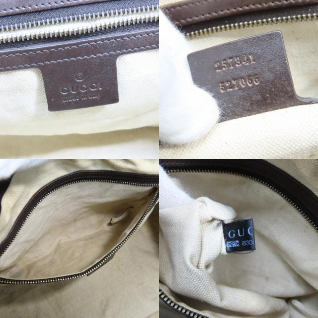 中古 グッチ ハンドバッグ シェリーライン 257341 GGキャンバス レザー ベージュ ダークブラウン レディース 女性 GUCCI