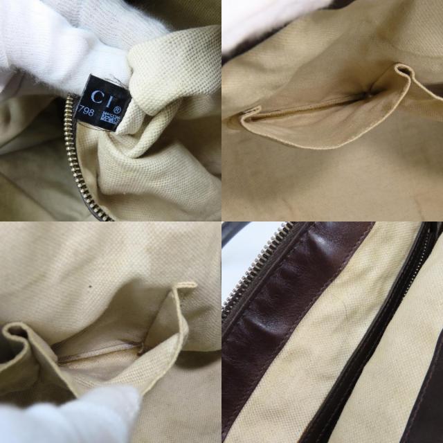 中古 グッチ ハンドバッグ シェリーライン 257341 GGキャンバス レザー ベージュ ダークブラウン レディース 女性 GUCCI