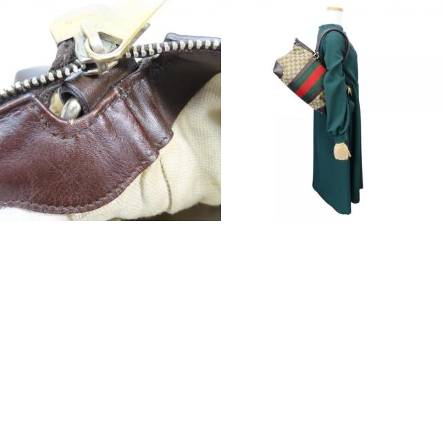 中古 グッチ ハンドバッグ シェリーライン 257341 GGキャンバス レザー ベージュ ダークブラウン レディース 女性 GUCCI