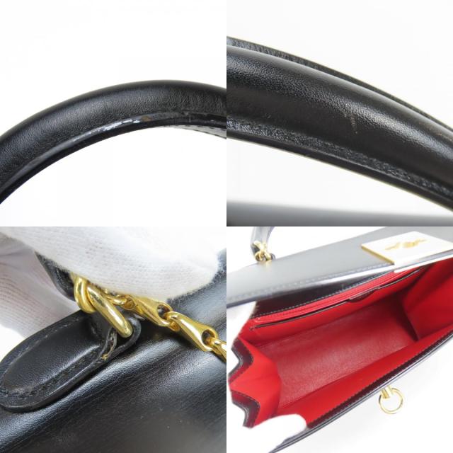 中古 セリーヌ ハンドバッグ ガンチーニ レザー ブラック ゴールド金具 チェーン レディース 女性 CELINE_7