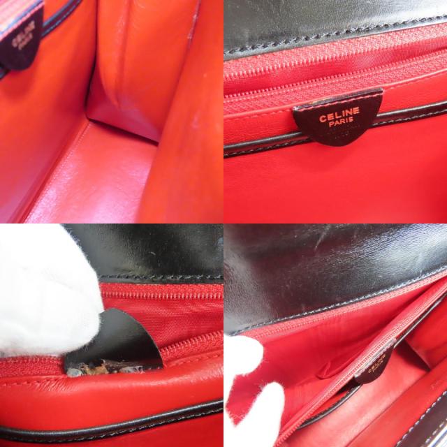 中古 セリーヌ ハンドバッグ ガンチーニ レザー ブラック ゴールド金具 チェーン レディース 女性 CELINE_8