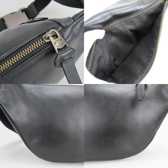 中古 コーチ ボディバッグ シグネチャー 40345 PVC レザー ブラック