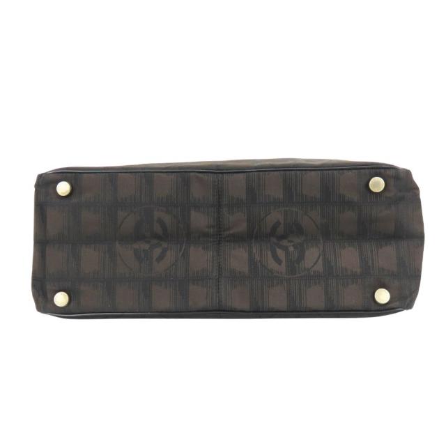 中古 シャネル トートバッグ ニュートラベルラインPM ココマーク ジャガードナイロン レザー ダークブラウン ブラック 肩掛け 9番台 定番 人気 レディース 女性 CHANEL_4