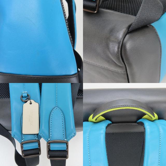 中古 コーチ リュック・デイパック トラック CJ659 カラーブロック レザー ブルー ブラック メンズ 男性 COACH_4
