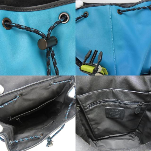 中古 コーチ リュック・デイパック トラック CJ659 カラーブロック レザー ブルー ブラック メンズ 男性 COACH_7