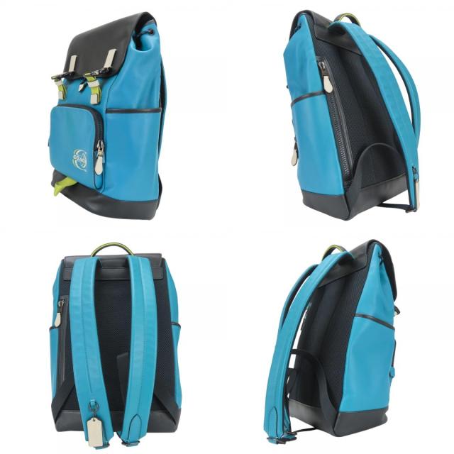 中古 コーチ リュック・デイパック トラック CJ659 カラーブロック レザー ブルー ブラック メンズ 男性 COACH_2