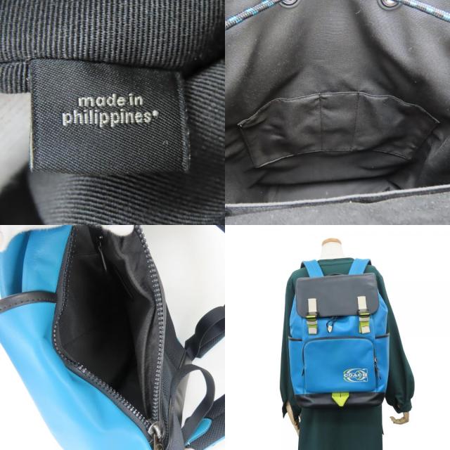 中古 コーチ リュック・デイパック トラック CJ659 カラーブロック レザー ブルー ブラック メンズ 男性 COACH_9