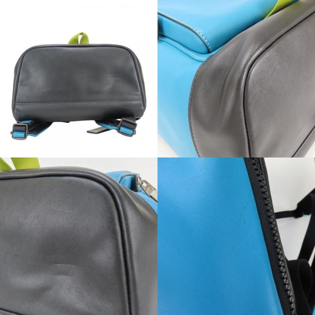 中古 コーチ リュック・デイパック トラック CJ659 カラーブロック レザー ブルー ブラック メンズ 男性 COACH_3