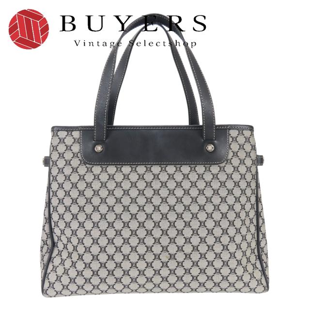 中古 セリーヌ トートバッグ マカダム グレー ブラック シンプル 普段使い レディース 女性 CELINE