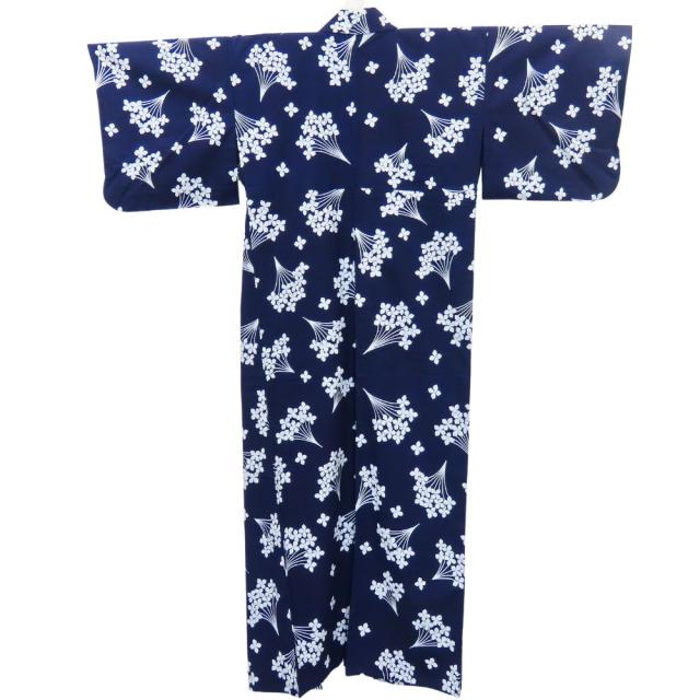 中古 浴衣 綿 着丈約156.5cm 裄丈約64cm ネイビー ホワイト 注染 和装 呉服 和服 きもの レディース 女性 中古 浴衣 綿 着丈約156.5cm 裄丈約64cm ネイビー ホワイト 注染 和装 呉服 和服 きもの レディース 女性