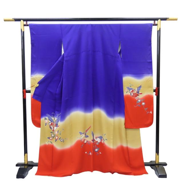 中古 振袖 重ね襟付き 正絹(金銀糸除く) 着丈約164cm 裄丈約67cm パープル レッド ベージュ 成人式 和装 呉服 和服 きもの レディース 女性 中古 振袖 重ね襟付き 正絹(金銀糸除く) 着丈約164cm 裄丈約67cm パープル レッド ベージュ 成人式 和装 呉服 和服 きもの レディース 女性