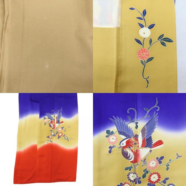 中古 振袖 重ね襟付き 正絹(金銀糸除く) 着丈約164cm 裄丈約67cm パープル レッド ベージュ 成人式 和装 呉服 和服 きもの レディース 女性 中古 振袖 重ね襟付き 正絹(金銀糸除く) 着丈約164cm 裄丈約67cm パープル レッド ベージュ 成人式 和装 呉服 和服 きもの レディース 女性