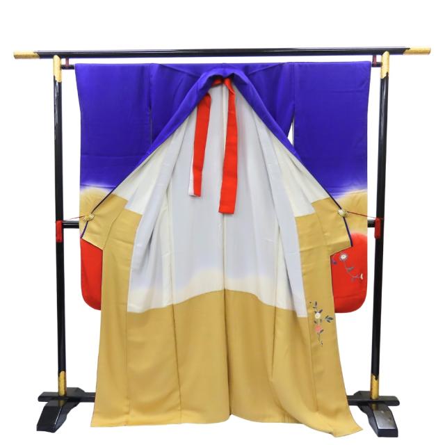 中古 振袖 重ね襟付き 正絹(金銀糸除く) 着丈約164cm 裄丈約67cm パープル レッド ベージュ 成人式 和装 呉服 和服 きもの レディース 女性 中古 振袖 重ね襟付き 正絹(金銀糸除く) 着丈約164cm 裄丈約67cm パープル レッド ベージュ 成人式 和装 呉服 和服 きもの レディース 女性
