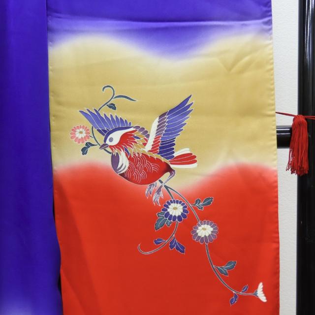 中古 振袖 重ね襟付き 正絹(金銀糸除く) 着丈約164cm 裄丈約67cm パープル レッド ベージュ 成人式 和装 呉服 和服 きもの レディース 女性 中古 振袖 重ね襟付き 正絹(金銀糸除く) 着丈約164cm 裄丈約67cm パープル レッド ベージュ 成人式 和装 呉服 和服 きもの レディース 女性