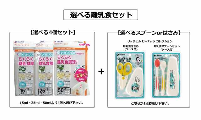 リッチェル わけわけフリージングブロックトレー 選べる4個(15ｍＬ