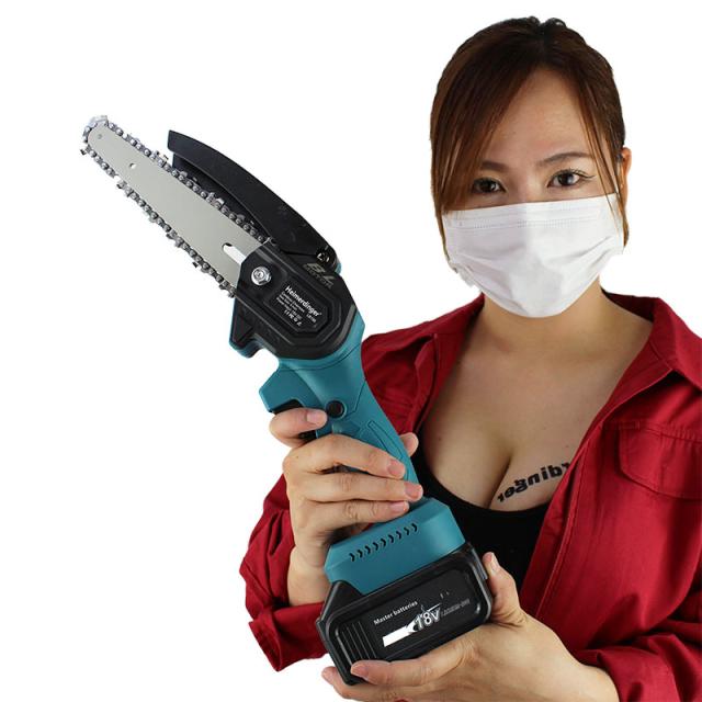 ミニチェーンソー 軽量 全て マキタ  ＆Hikoki互換 Wバッテリー 本体+6.0Ah電池×2個 +急速充電器 18V 替刃付 Heimerdinger 日立対応アダプタ 送料無料_2