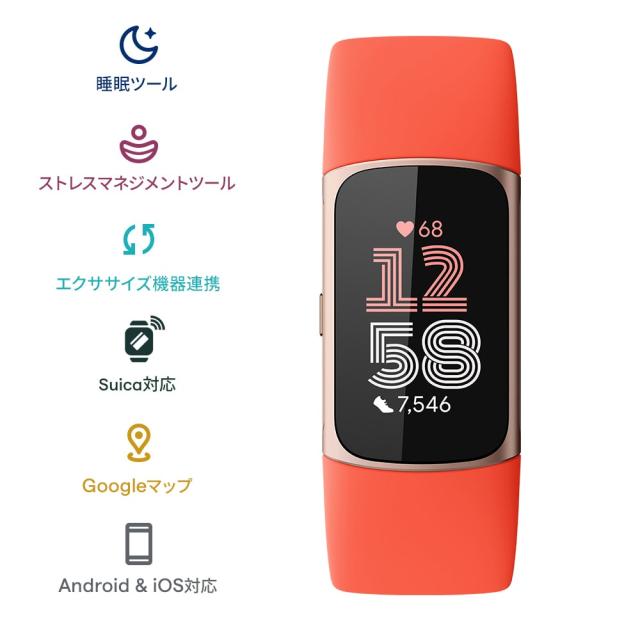 Google Fitbit Charge 6 コーラル シャンパンゴールド フィットビット 