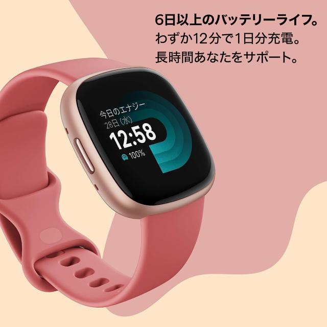 Google Fitbit Versa 4 ピンクサンド カッパーローズアルミニウム