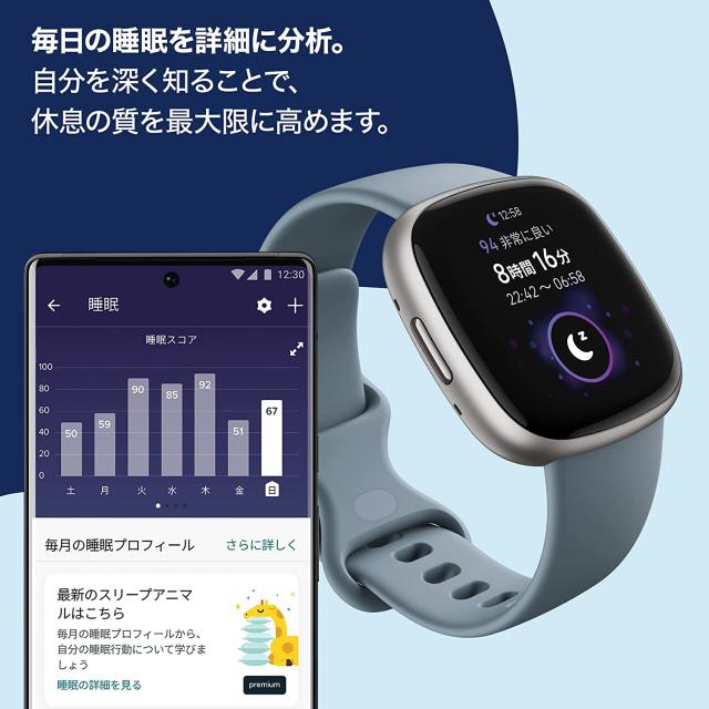 Google Fitbit Versa 4 ウォーターフォールブルー プラチナ