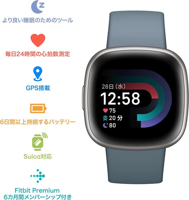 Google Fitbit Versa 4 ウォーターフォールブルー プラチナ 