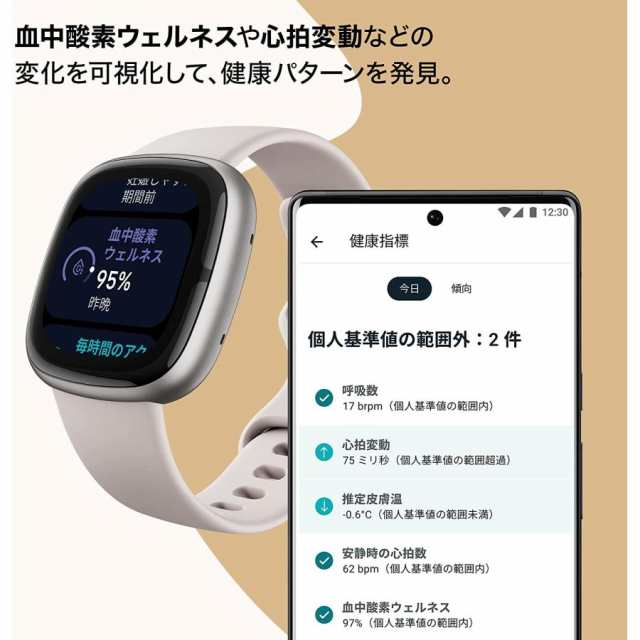 Fitbit Sense 2 ルナホワイト プラチナアルミニウム フィットビット ...