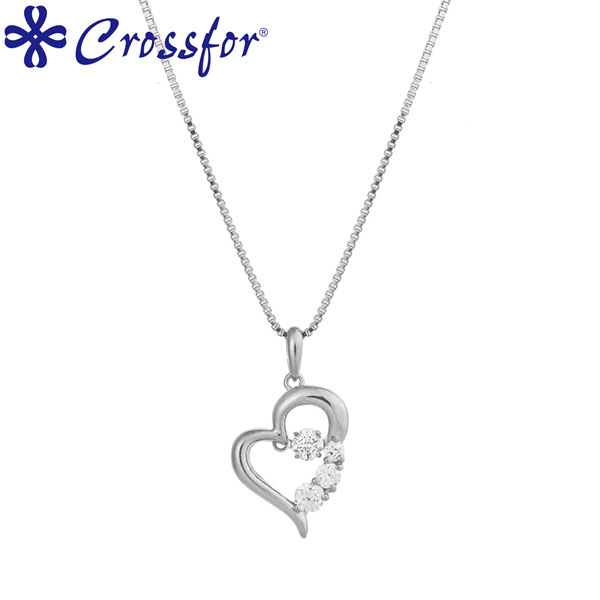 取寄品 Crossfor New York クロスフォー NYP-585 D-3stone Heart 3連ストーン ハート型 #8801299 ネックレス レディース アクセサリー ジュエリー  送料無料