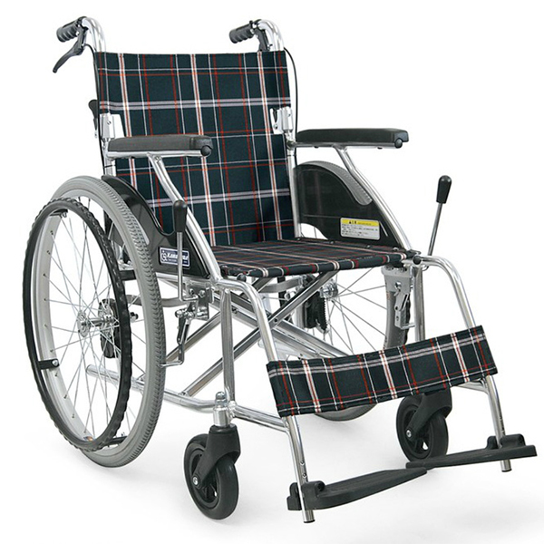 直送品A カワムラサイクル 車椅子 車いす 車イス アルミ製標準車いす 自走 A22（黒チェック） 介護用品 介護 KV22-40SB 同梱不可 代引不可