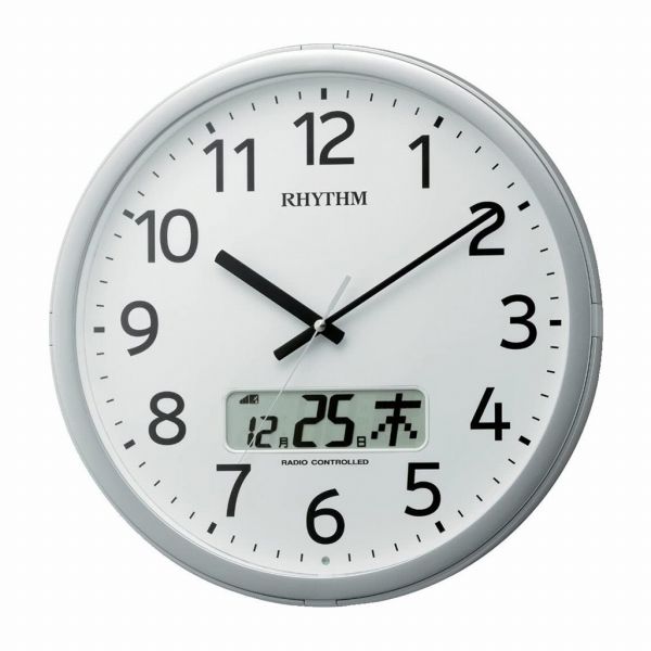 取寄品 正規品 RHYTHM リズム時計 4FNA01SR19 プログラムチャイム時計 プログラムカレンダー01SR アナデジ表示 掛け時計 送料無料