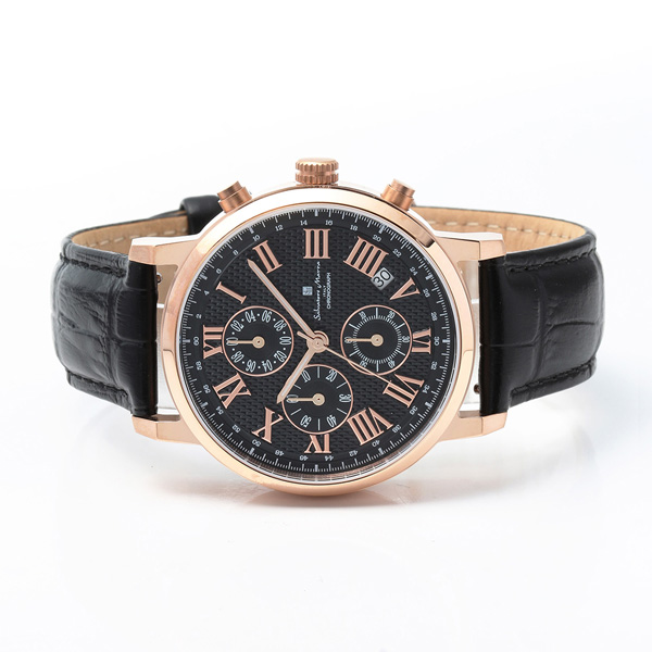 取寄品 正規品 Salvatore Marra 腕時計 サルバトーレマーラ SM22103-PGBK 日常生活防水 日付表示 レザーベルト 防水 メンズ腕時計 送料無料_1