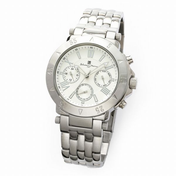 取寄品 正規品 Salvatore Marra 腕時計 サルバトーレマーラ SM22108-SSWH 10気圧防水 日付曜日表示 メタルベルト 防水 メンズ腕時計 送料無料