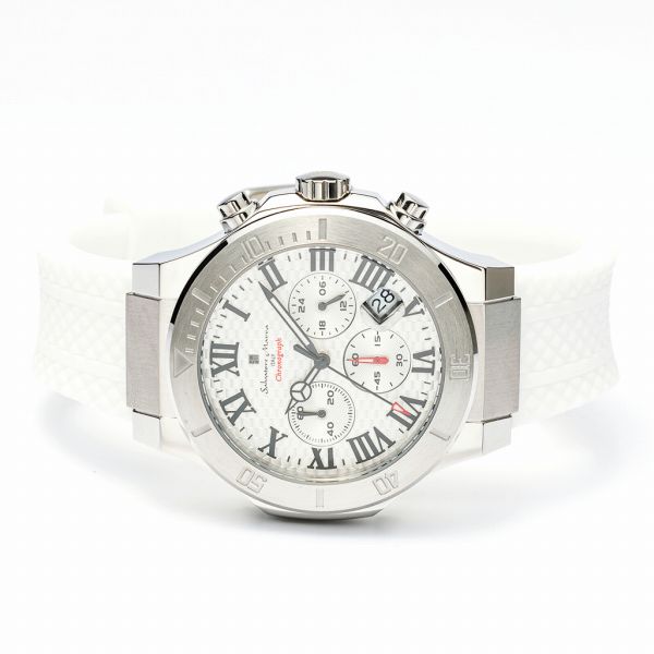 取寄品 正規品 Salvatore Marra 腕時計 サルバトーレマーラ SM23106-SSWHWH 5気圧防水 クロノグラフ 日付表示 ラバーベルト 防水 メンズ腕時計 送料無料_1