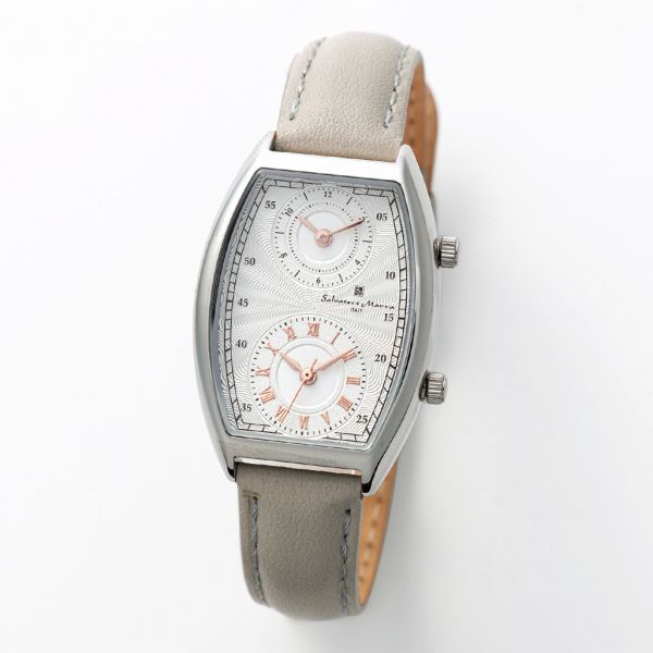 取寄品 正規品 Salvatore Marra 腕時計 サルバトーレマーラ SM23107-SSWHGY 日常生活防水 トノーケース デュアルタイム 防水 レディース腕時計 送料無料