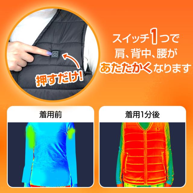 大容量モバイルバッテリー付き】電熱ベスト ヒーターベスト ヒーター16 