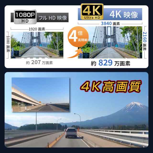 ドライブレコーダー ミラー型 4K 1440P 高画質 SONYセンサー 12
