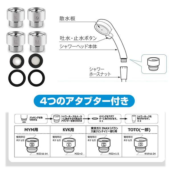 セール中】シャワーヘッド 節水 塩素除去 角度調整 3段階吐水