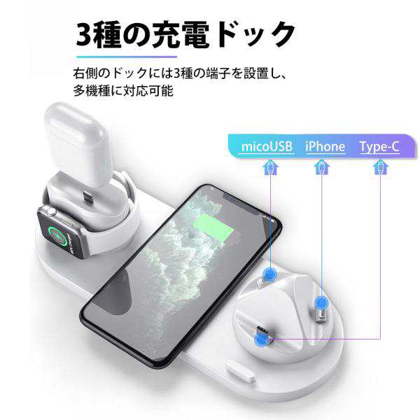 ワイヤレス充電器 iPhone Android Airpods Pro Apple watch Qi対応