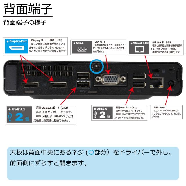 【訳あり品】中古パソコン | HP | ProDesk400 G4 DM | Windows11 | デスクトップ 極小 | 一年保証 | 第8世代 | Core i3 8100T 3.1GHz | MEM:8GB | SSD:512(新品:NVMe) | 光学ドライブ非搭載 | 無線LAN:あり | Win11Pro64Bit | ACアダプター付属 | Displayport追加モデル_3