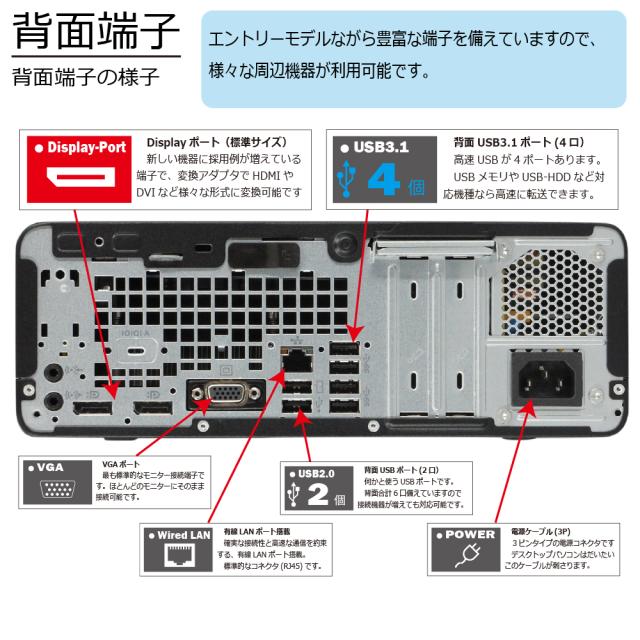 中古パソコン | HP | ProDesk 600 G5 SFF | Windows11 | デスクトップ | 一年保証 | 第9世代 | Core i3 9100 3.6(〜最大4.2)GHz | MEM:8GB | SSD:256GB(NVMe) | DVDマルチ | 無線LAN:なし | Win11Pro64Bit