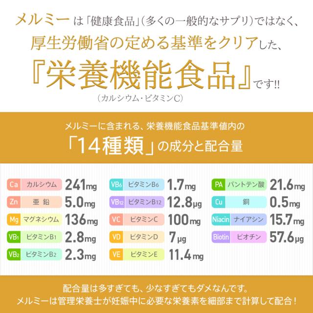5/7 10:00-5/13 9:59限定【40％OFFセール開催中】 葉酸サプリ メルミー 90日分 3ヶ月分 妊活サプリ 妊活 葉酸 サプリ ビタミン類 無添加 妊娠 妊婦 授乳 妊娠初期から授乳期 鉄 ビタミン カルシウム 乳酸菌 送料無料_6