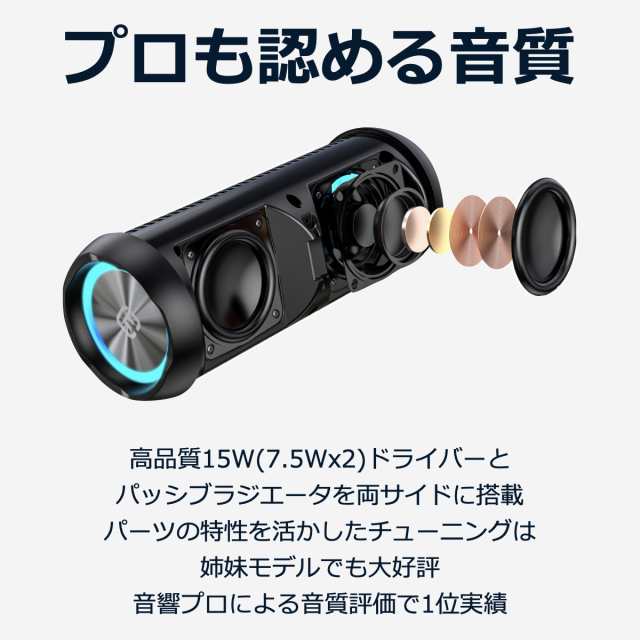 2台セット】Bluetoothスピーカー 防水 防塵 高音質 ブルートゥース ...