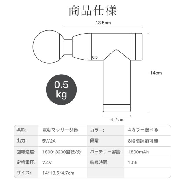 【ポイント5倍】筋膜リリース 電動マッサージガン 筋膜リリースガン マッサージガン ハンディマッサージャー 筋膜リリース 電動 マッサージ機 USB充電 マッサージャー 軽量 マッサージガン マッサージ器 マッサージ 電動筋膜リリースガン 母の日 ギフト プレゼント_14