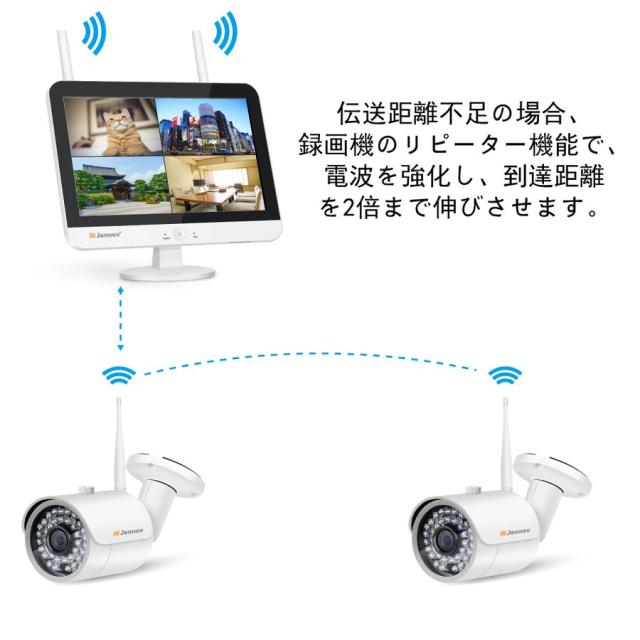 防犯カメラ 屋外 ワイヤレス 2台セット WIFI IP66防水 家庭用 広角 一体型 モニター付き 音声録画 遠隔 工事不要 3MP画素 1TBHDD 8CH 5MP レコーダー NVR_3