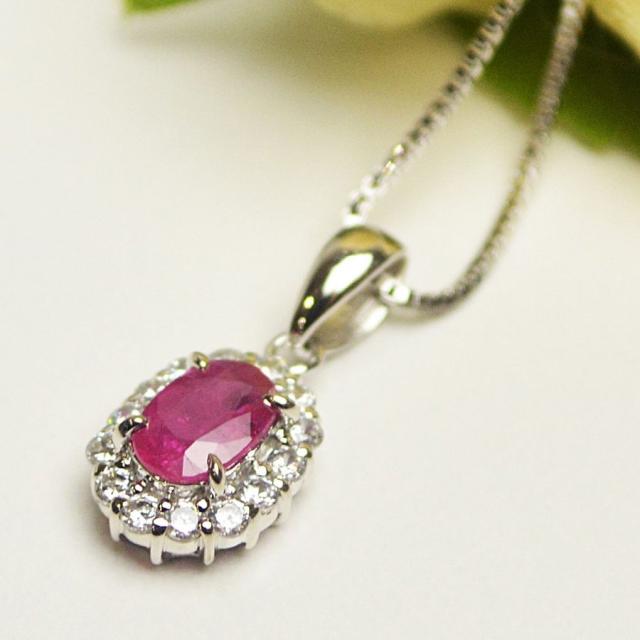 【一点物】ルビー 取巻き デザイン ペンダント ネックレス オーバル オーバルカット 保証書付き ケース付き ギフト プレゼント 大人 上品の通販は 23,760円
