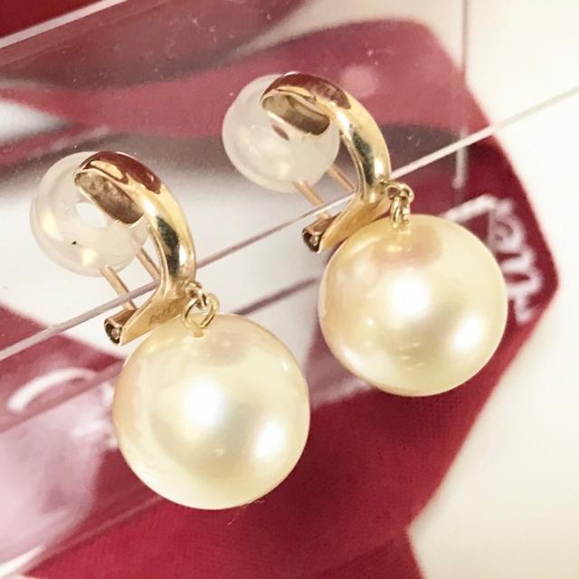 送料無料】南洋白蝶真珠 シャンパンゴールデン イヤリング 12mm 送料無料】南洋白蝶真珠 シャンパンゴールデン イヤリング 12mm