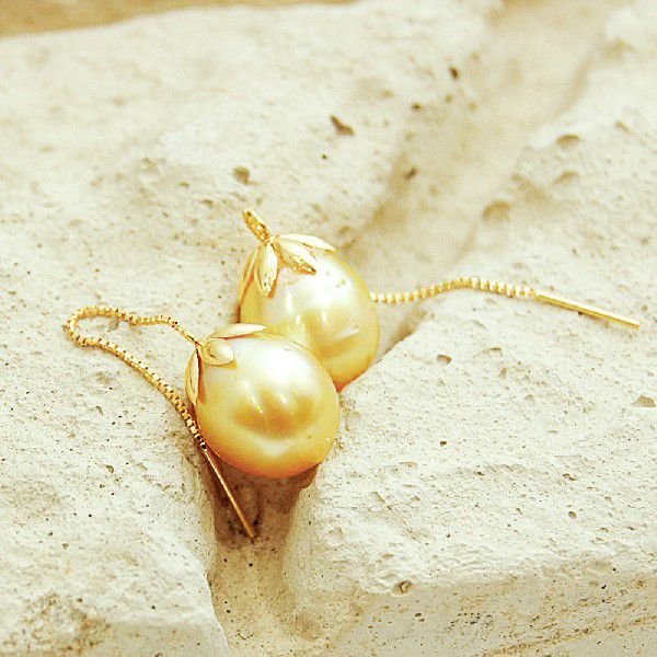 SILVER 925 南洋 白蝶真珠 シャンパンゴールド シルバー 9.0mm南洋白蝶