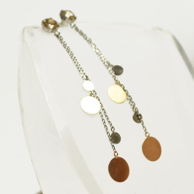 【送料無料】ダイヤモンド プラチナピアス TTLB チェーン付き 18金コンビ ロングピアス  大人 上品の通販は 75,000円