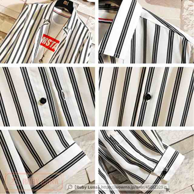 春新作 新作 送料無料 シャツ メンズ ストライプシャツ 7分袖シャツ 七分袖 開襟シャツ ワイシャツ カジュアル 通勤 紳士服 トップス 202